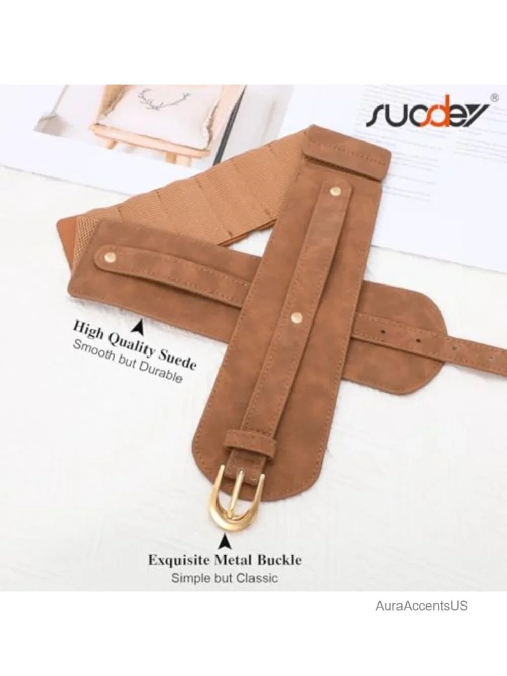 Womens Wide Elastic Waist Belt Stretch Cinch Belt PU Leather